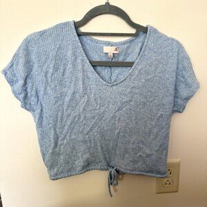 SO Ribbed Blue Crop-tee